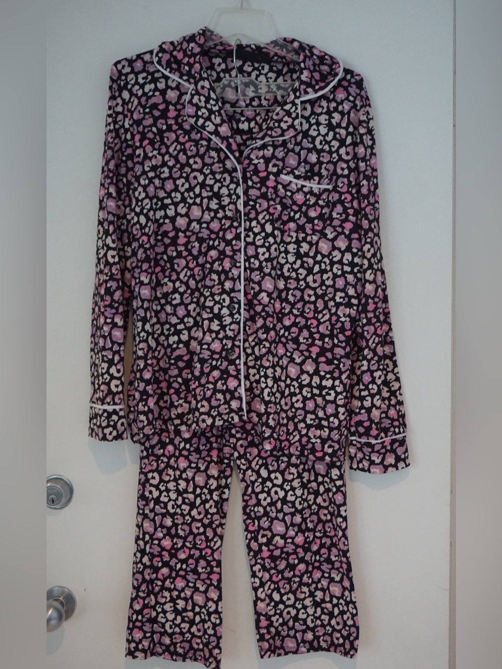 New York & Company Pink, Black and White Leopard Print Kids Pajama Set